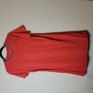 SO Red knit dress with black & white neckline. Size Large